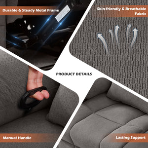 Manual Oversized Recliner Loveseat with Cup Holders - Grey or Blue