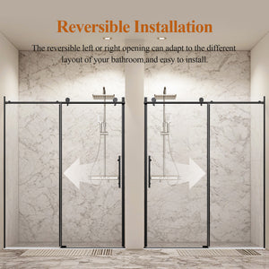 56-60" W x 76" H Stainless Steel Frameless Sliding Shower Door