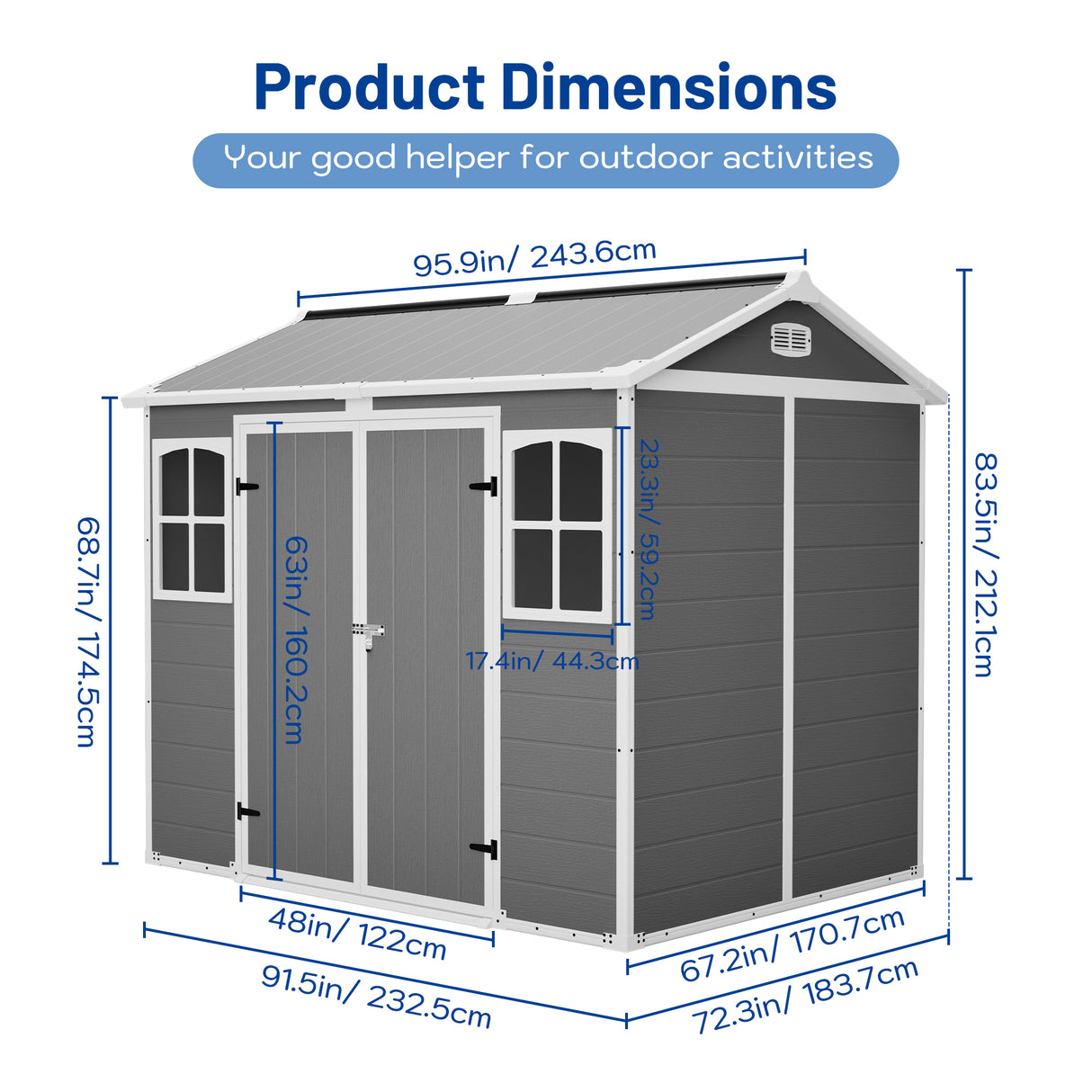 Plastic Utility Shed 8x6 ft with Floor – Lockable Storage Shed