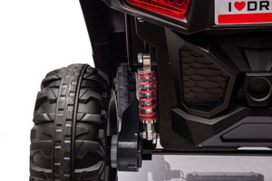 12V7A*2 30W*4 Four-Wheel Drive Seat One Button Start, Forward And Backward, High And Low Speed, Music, Front Light, Power Display, Two Doors Can Open, 2.4G R / C, Seat Belt Four Wheel Absorber