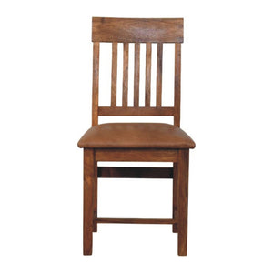 Solid Wood Leather Slatted Dining Chair