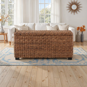 Woven Rattan Wicker Solid wood Banana Leaf Storage Trunk