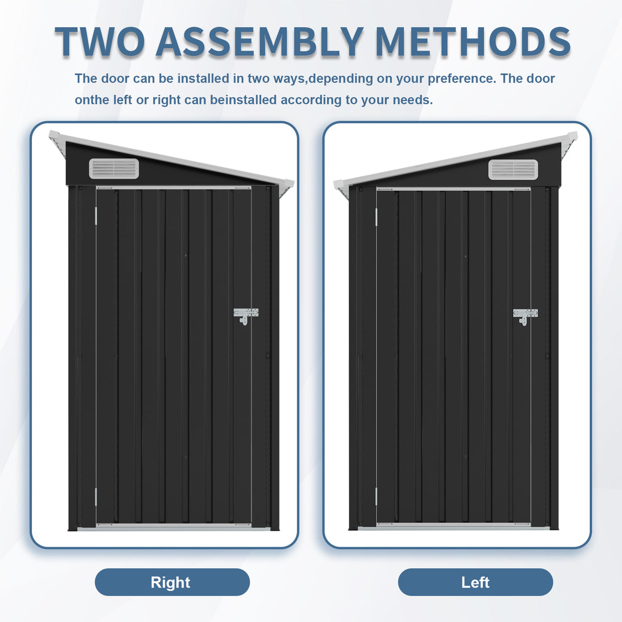 4 x 8 Ft Galvanized Steel Outdoor Storage Shed with 3 Access Doors