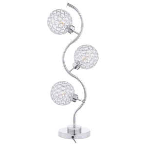 Vandy - 3 Light Curvy Table Lamp With Orb Shades - Chrome
