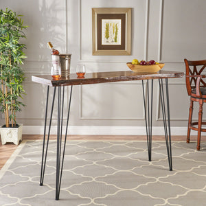 Modern Industrial Breakfast Bar Table, Metal Hairpin Legs & Wood Veneer Top - Natural - Best Buy Furniture