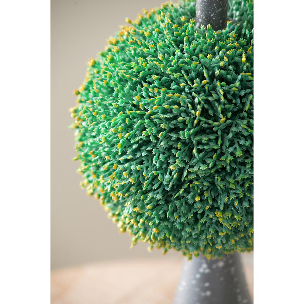 D7x26.5" Artificial Two-Tiered Boxwood Sphere Topiary on Metal Spire