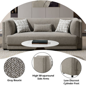 Glenda - Sofa With 3 Pillows - Gray