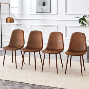 (Set of 4) Backrest AndTransfer Legs Chairs Adding A Touch Of Elegance To Minimalist And Scandinavian Style Homes - Walnut