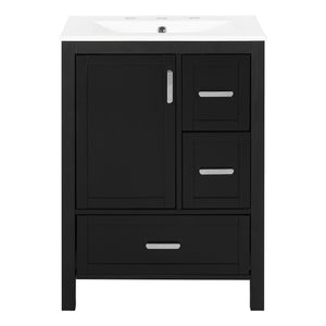 Bathroom Vanity With Sink, Soft-Close Doors, Double-Layer Shelf And 3 Drawers