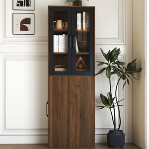 70.87" High Display Storage Cabinet with Multi-Tier Shelves and Glass Doors