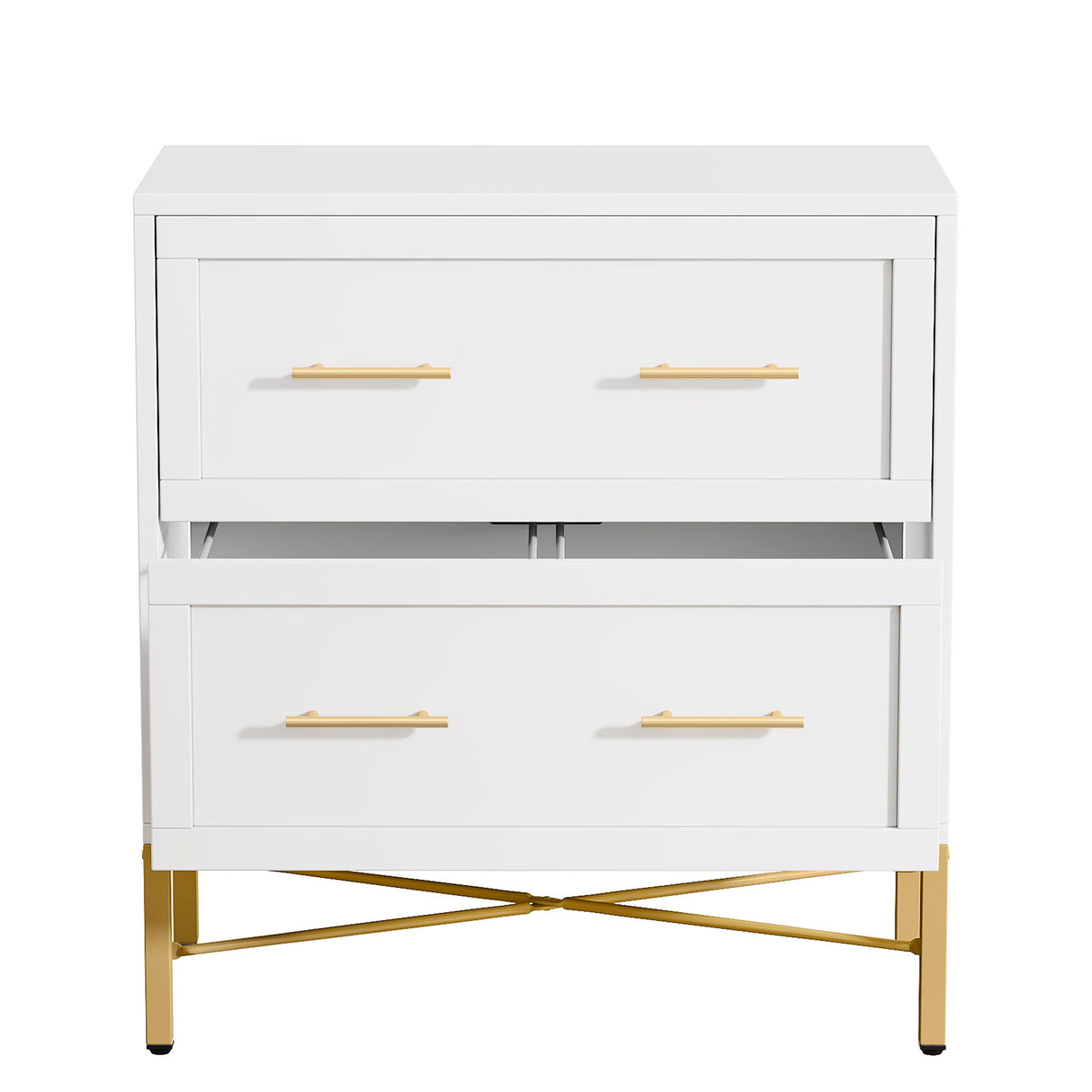 2 Drawer Lateral File Cabinet With Anti Tilt Safety, Filing Storage For Letter / Legal / A4 Files - White