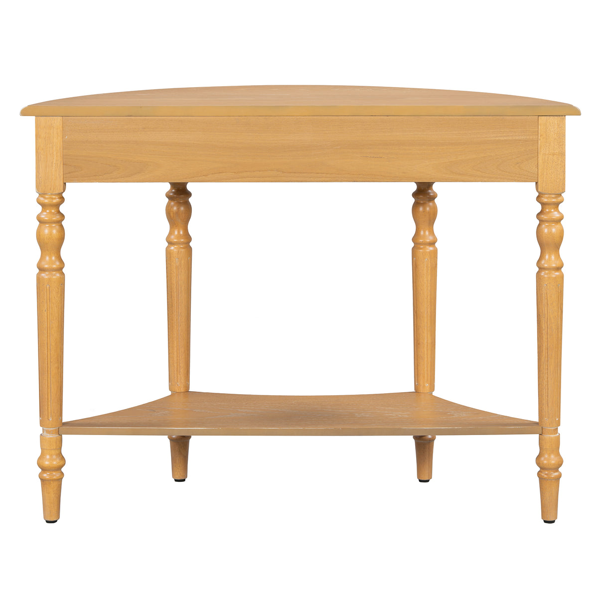 TREXM Farmhouse Half Moon Console Table with Drawer & Shelf