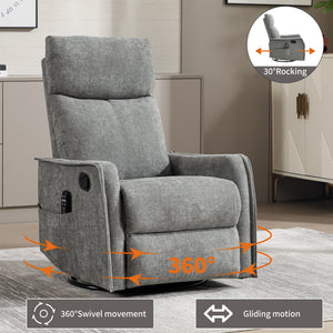 Heat Massage Manual Recliner Chair with Rocker and Swivel
