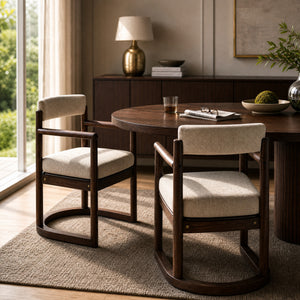 2 Pack Rubberwood Dining Arm Chairs