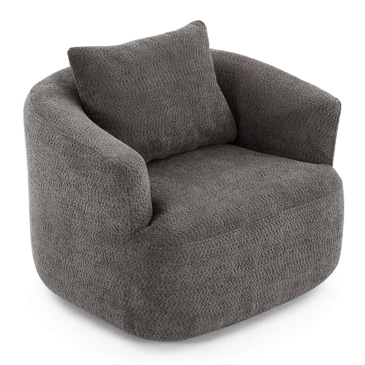 360° Swivel Barrel Sofa Chair With Throw Pillow, Upholstered Accent Chair