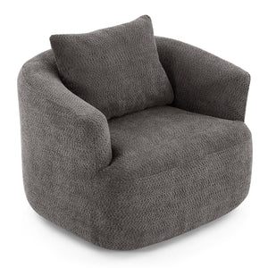 360° Swivel Barrel Sofa Chair With Throw Pillow, Upholstered Accent Chair