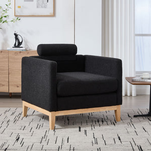 Wide Modern Performance Accent Chair With Natural Legs