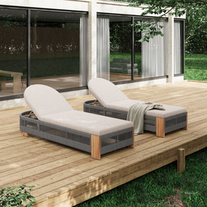 Outdoor Chaise Lounge Chair with Adjustable Backrest and Cushion