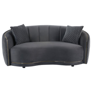 Lorraine - Upholstered Curved Loveseat - Dark Gray
