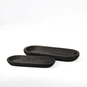 Wooden Dough Bowl Design Tray (Set of 2)