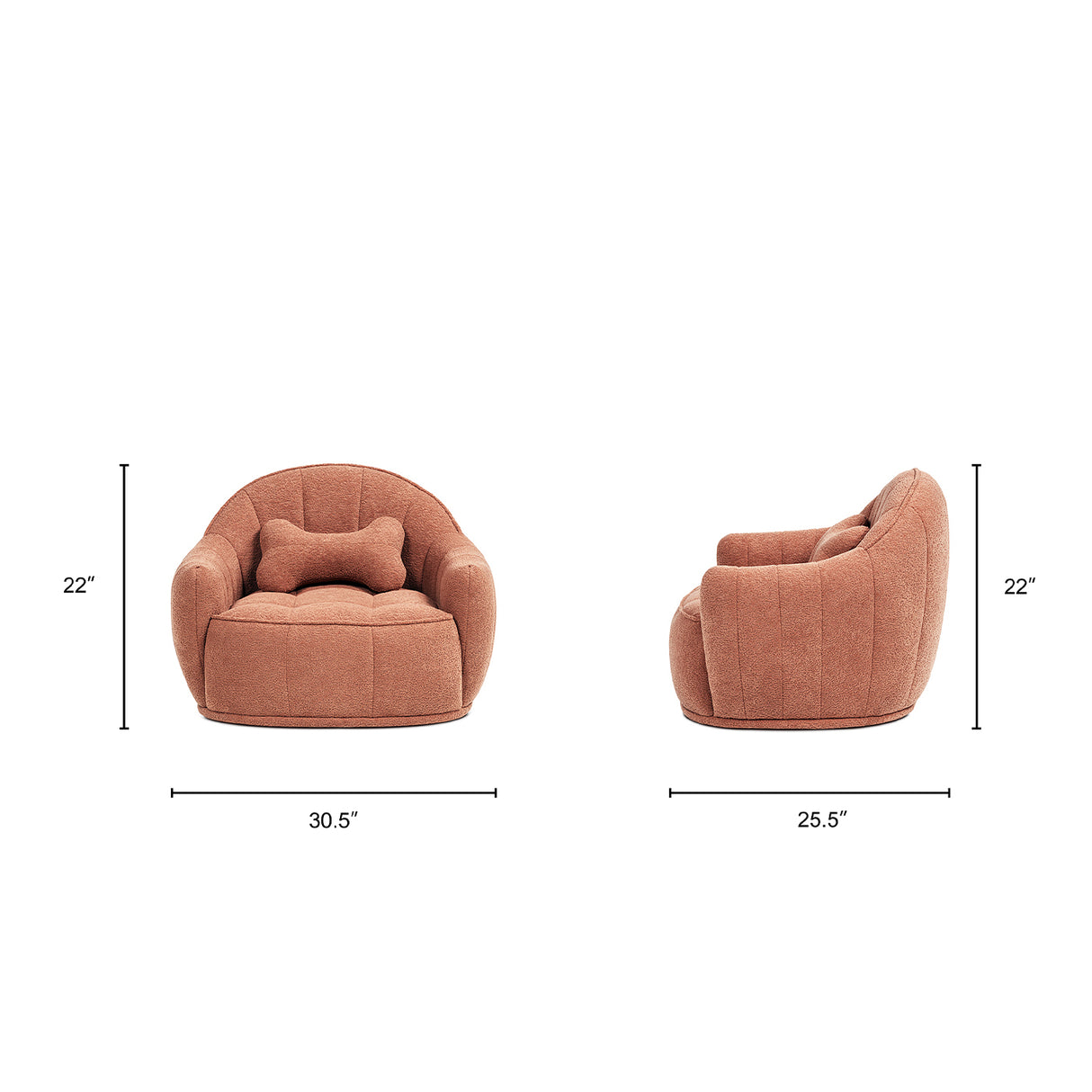Louie 30.5" Modern Dog Sofa Bed with Bone Pillow, Medium, Spice