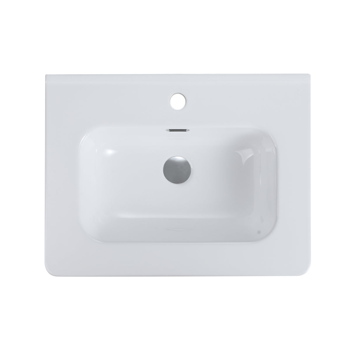 Glossy White Ceramic Integrated Sink
