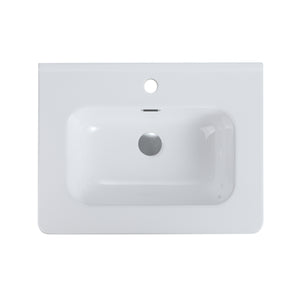 Glossy White Ceramic Integrated Sink