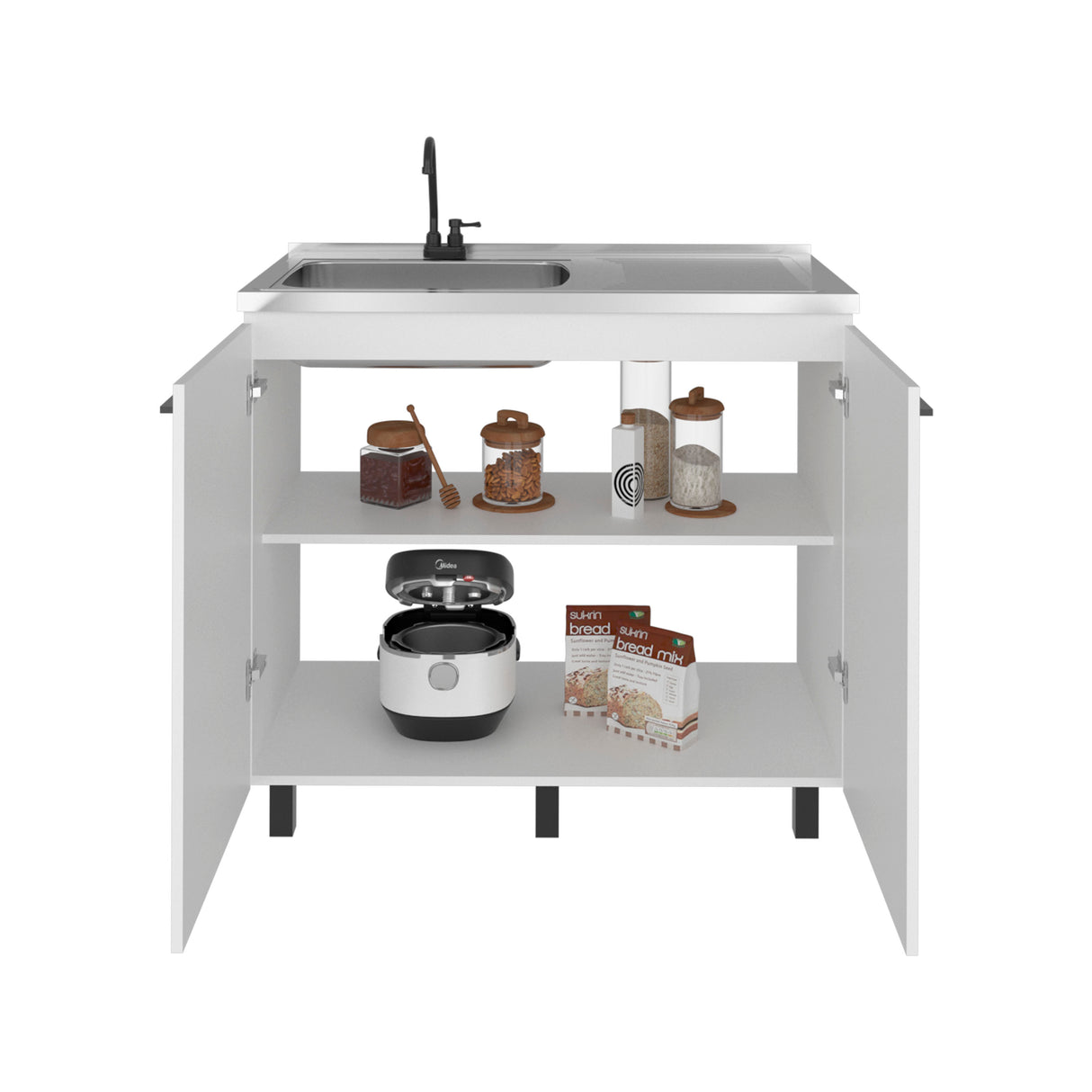 Gold Utility Sink Cabinet with 2 Doors and 3 Shelves
