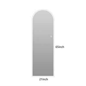 LED Full Length Wall Mirror With Symmetrical Arch Design, Dimmable 3 Color Temperature Lighting - Silver