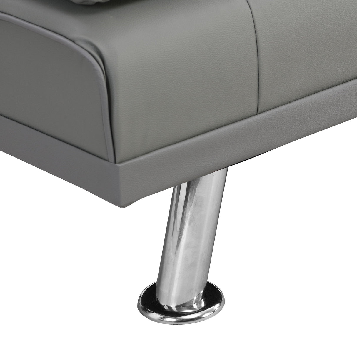 Sofa Bed With Armrest Two Holders Wood Frame, Stainless Leg Futon - Gray