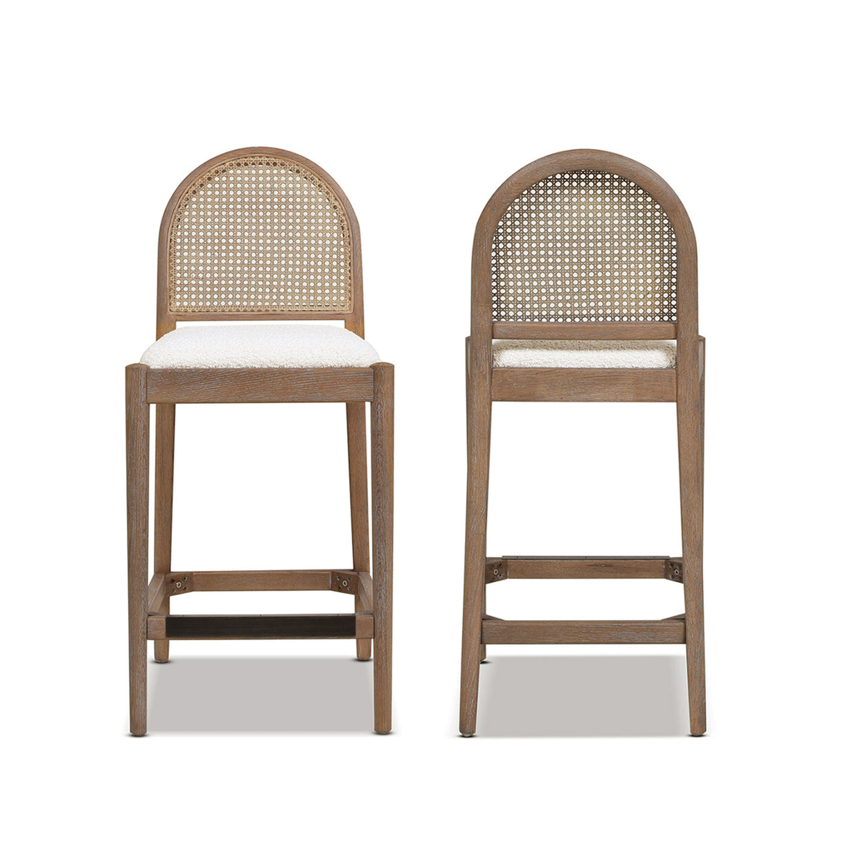 Arlin Upholstered Stool with Curved Back and Footrest - Set of 2