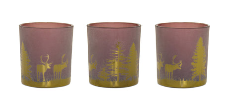 Glass-Tea-Light-Holder-with-Woodland-Scene-(Set-of-3)-Candle-Holders