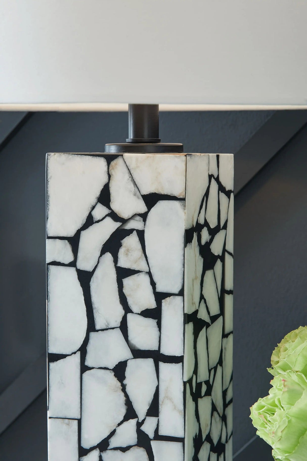 Macaria - Marble Table Lamp - White / Black - Best Buy Furniture