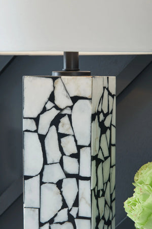 Macaria - Marble Table Lamp - White / Black - Best Buy Furniture