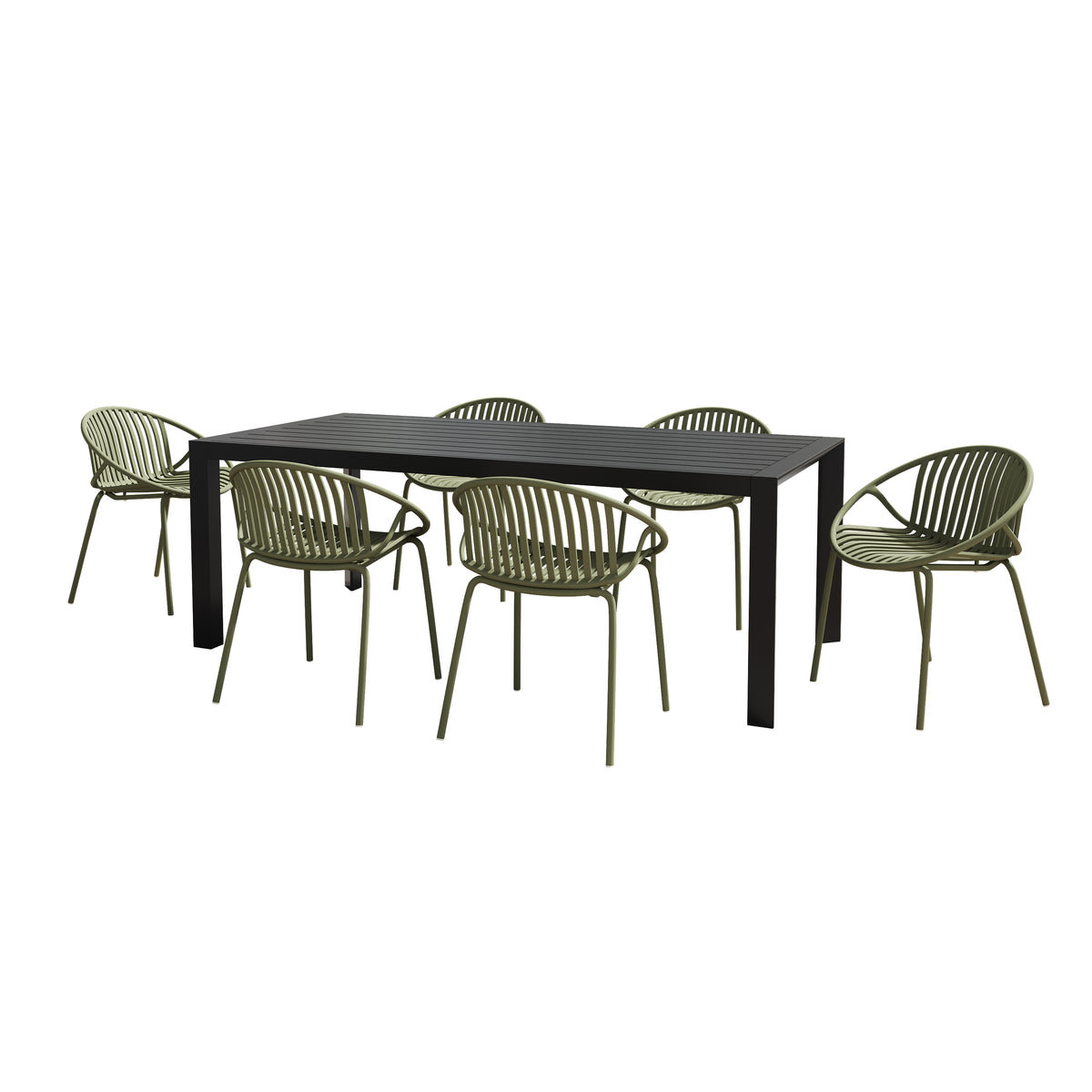 7 Pieces Outdoor Modern Metal and Polypropylene Dining Set