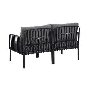 3 Piece Patio Conversation Sets, Modern Outdoor Patio Sectional Furniture Set with Square Coffee Table
