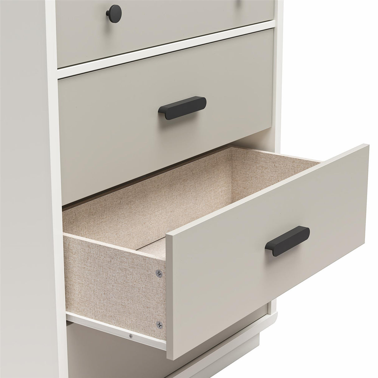 Valencia - 5 Drawer Dresser - White / Gray