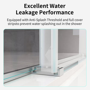 56-60*76 INCH Double Sliding Frameless Soft-Close Shower Door with Premium (8mm)Thick Tampered Glass and Easy-Cleaning Coating In --Brushed Nickel