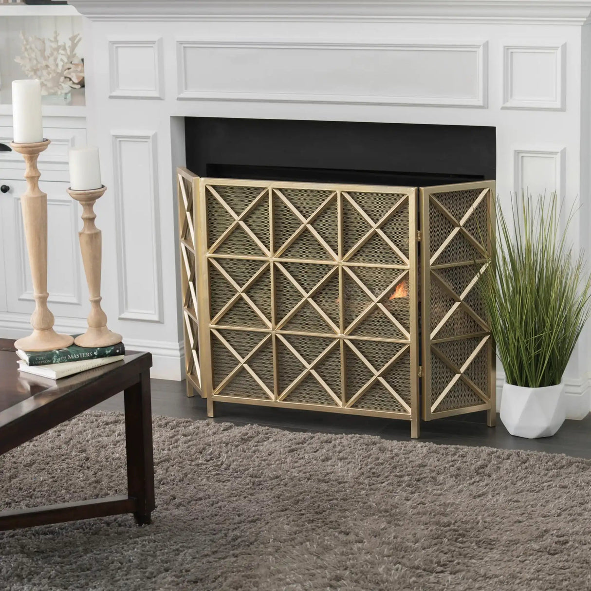 Margaret - 3 Panel Fireplace Screen Iron - Best Buy Furniture