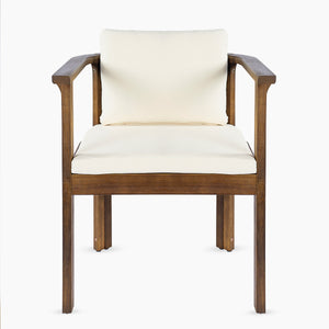 Outdoor Dining Chair Set of 2 with Curved Acacia Wood Arms