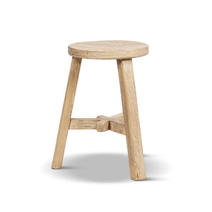 Linden Round Elm Wood Stool, 15.5-Inch, Light Brown