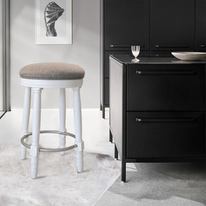 360° Swivel Wooden Barstools With Upholstered Seat, Counter Height (Set of 2)
