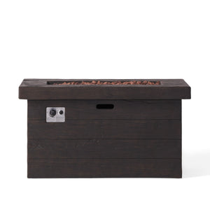 Custer - Rectangular Fire Pit 50, 000 Btu Magnesium Oxide - Brown