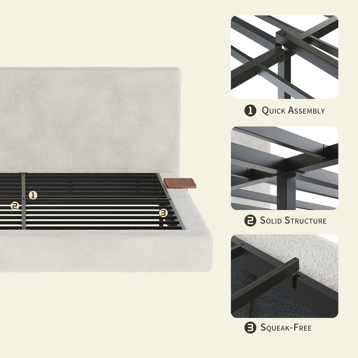 AirFrame King Bed Frame with Adjustable Sliding Side Table