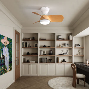 23" Bedroom Ceiling Fan With 3 Color Dimmable 3 ABS Blades Remote Control Dc Motor With 18W Led Light