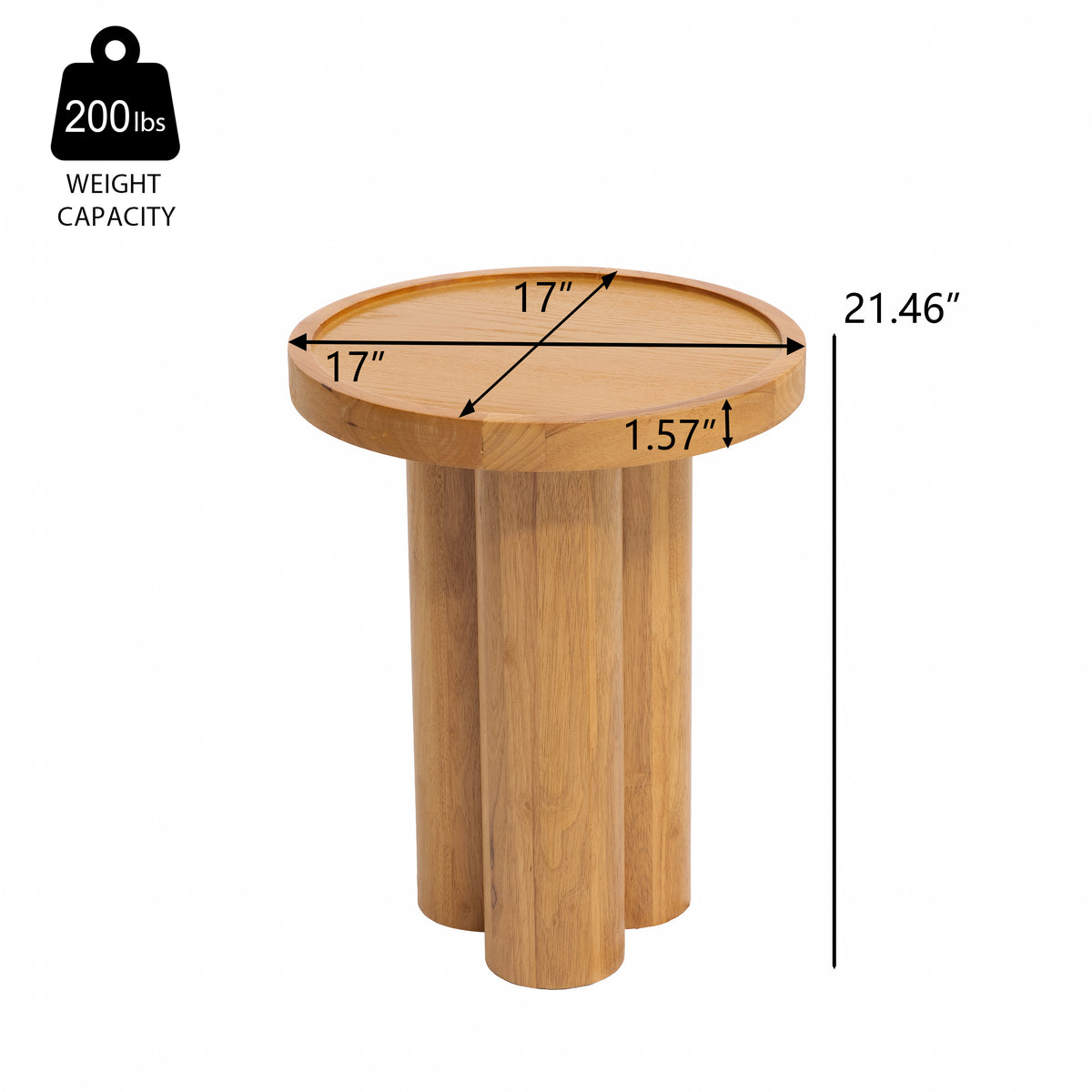 Round Solid Wood End Table