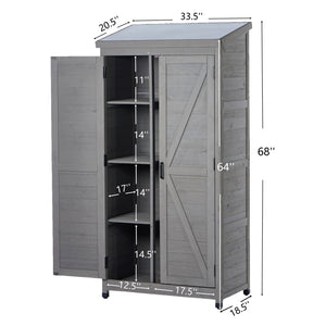 Outdoor Storage Shed With Vertical Tool Cabinet For Backyard