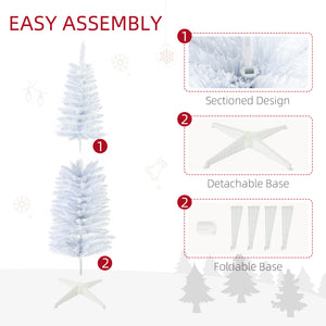 HOMCOM 5' Snow Flocked Artificial Pencil Christmas Tree