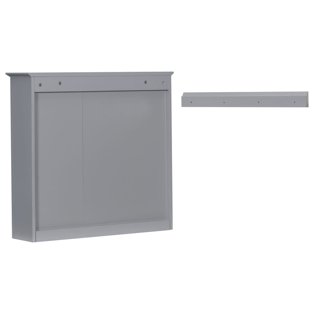 Bathroom Vanity With Top Sink, Freestanding Storage Cabinet With 2 Doors And 3 Drawers, Mirror Cabinet Included - Gray