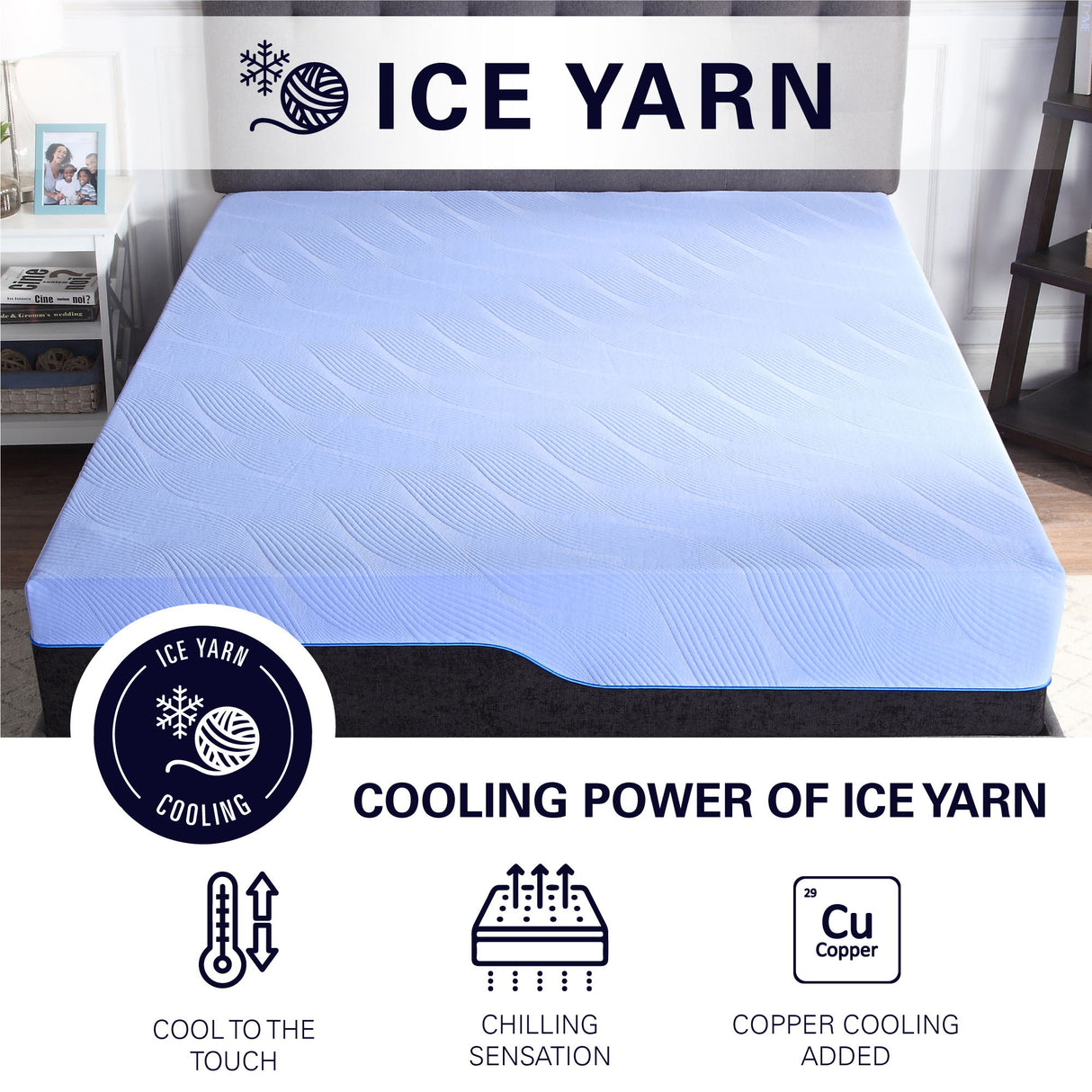 Refresh - 12" Flex Head Memory Foam Hybrid Mattress And Adjustable Base Bundle - Blue - Queen